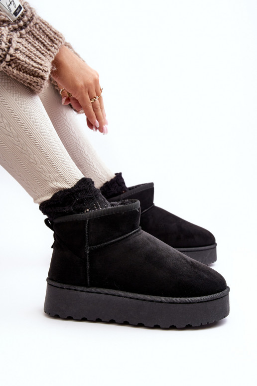 Women's Snow Boots On Platform Lined With Fur Black Xamella Women's Snow Boots On Platform Lined With Fur Black Xamella