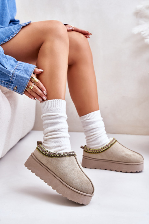 Women's Platform Winter Boots Insulated With Fur Green Straps Women's Platform Winter Boots Insulated With Fur Green Straps