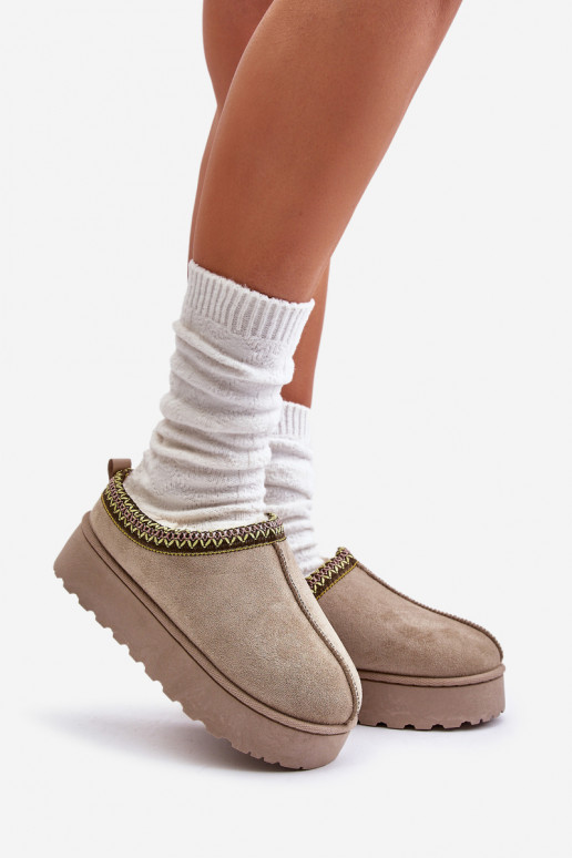 Women's Platform Winter Boots Insulated With Fur Green Straps Women's Platform Winter Boots Insulated With Fur Green Straps