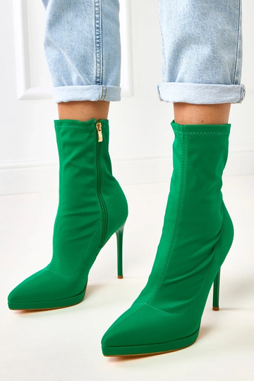 Zielone satynowe botki na...