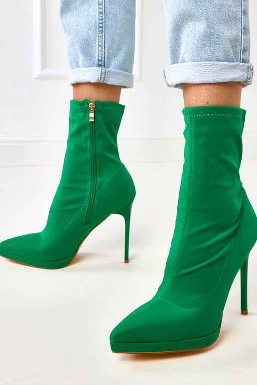 Zielone satynowe botki na szpilce Jaime Zielone satynowe botki na szpilce Jaime