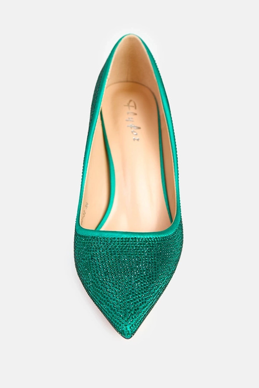 Zielone czółenka satynowe z... Zielone czółenka satynowe z...