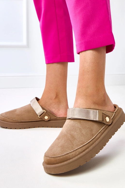 Brązowe mule zapinane na rzep Miluska Brązowe mule zapinane na rzep Miluska