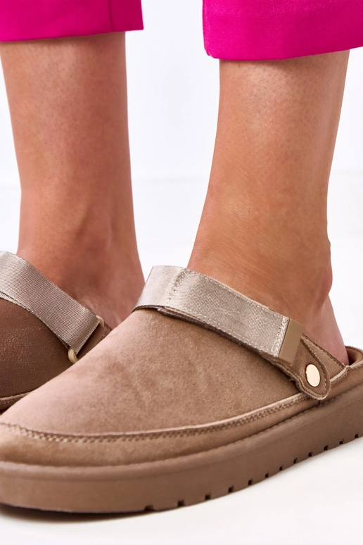 Brązowe mule zapinane na rzep Miluska Brązowe mule zapinane na rzep Miluska