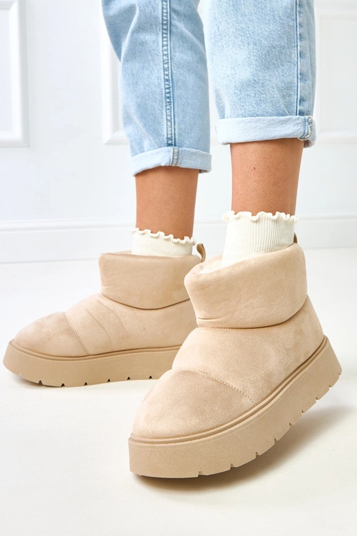 Jasnobeżowe ocieplane śniegowce na... Jasnobeżowe ocieplane śniegowce na...