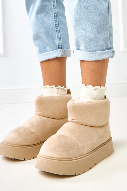 Jasnobeżowe ocieplane śniegowce na... Jasnobeżowe ocieplane śniegowce na...