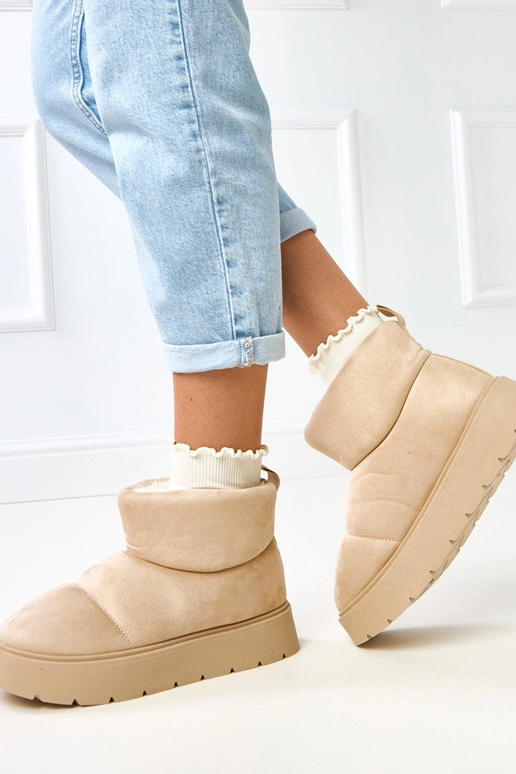 Jasnobeżowe ocieplane śniegowce na... Jasnobeżowe ocieplane śniegowce na...