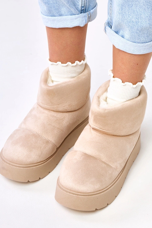 Jasnobeżowe ocieplane śniegowce na... Jasnobeżowe ocieplane śniegowce na...