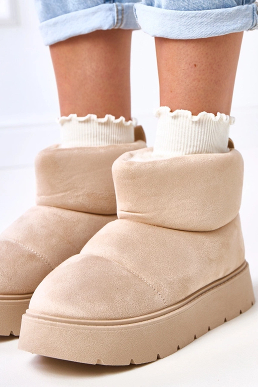 Jasnobeżowe ocieplane śniegowce na... Jasnobeżowe ocieplane śniegowce na...