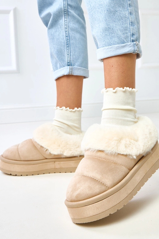 Beżowe krótkie śniegowce ocieplane... Beżowe krótkie śniegowce ocieplane...