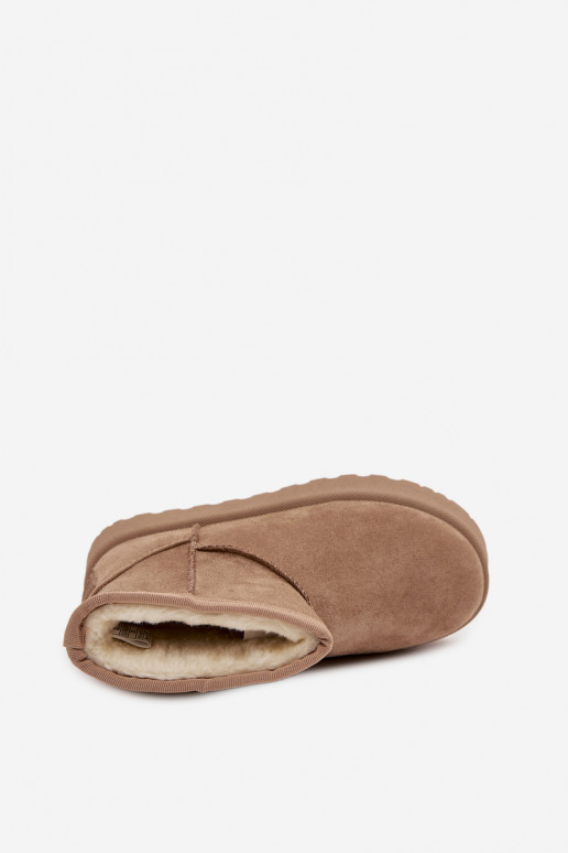 Śniegowce Dziecięce Ocieplane Futerkiem SS374020 Beżowe