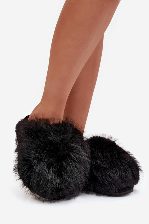 Furry Women's Slippers Black Iseline Furry Women's Slippers Black Iseline