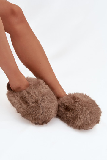 Fur Ladies Slippers Brown Iseline