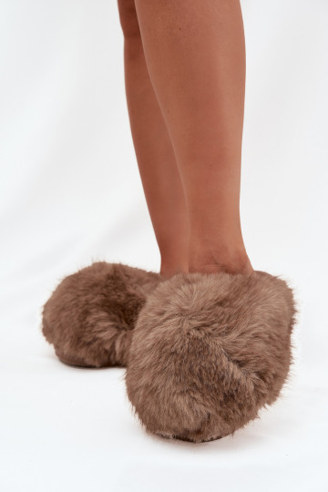 Fur Ladies Slippers Brown Iseline 2