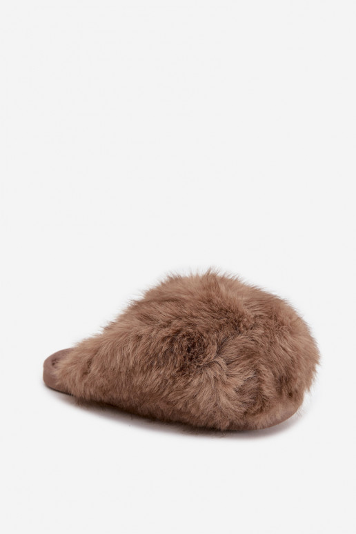 Fur Ladies Slippers Brown Iseline Fur Ladies Slippers Brown Iseline