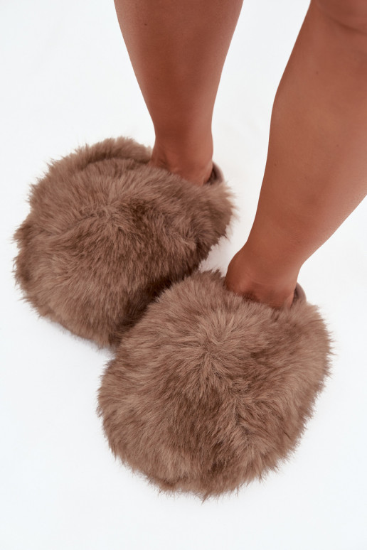 Fur Ladies Slippers Brown Iseline Fur Ladies Slippers Brown Iseline