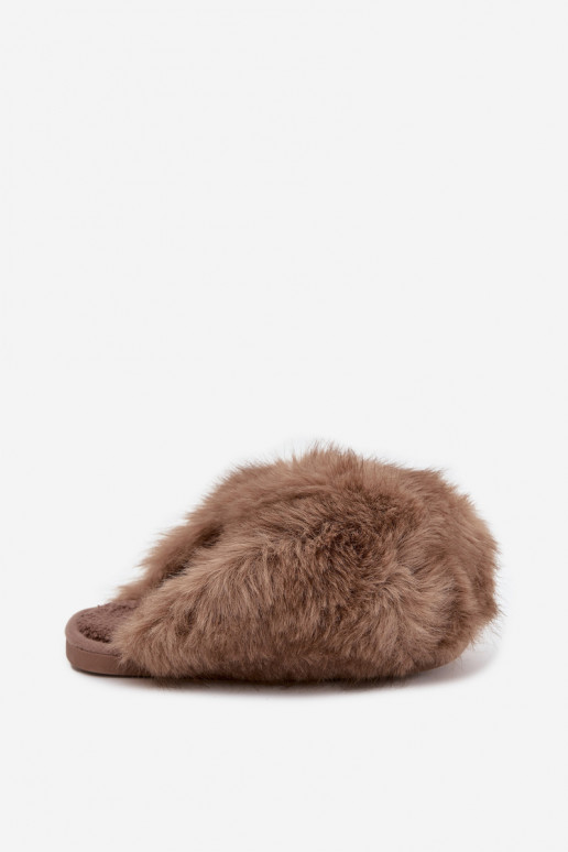 Fur Ladies Slippers Brown Iseline Fur Ladies Slippers Brown Iseline