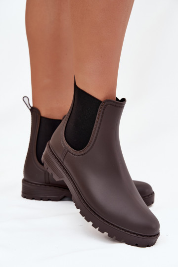 Women's Wellies With Elastic Inserts Chocolate Ciariel