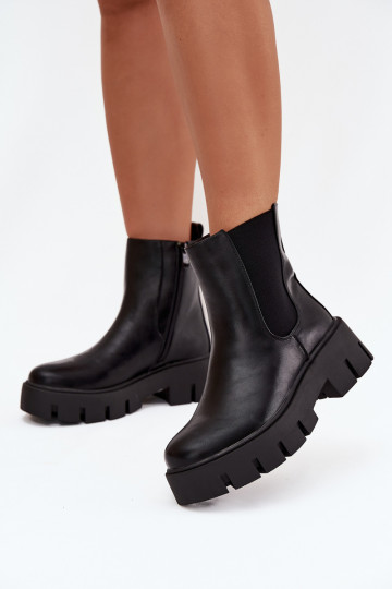 Women's Ankle Boots With Zipper Heated Eco Leather Black Fivienne 2