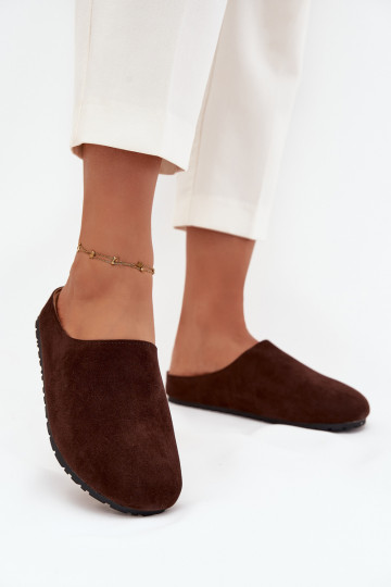 Women's slippers on platform chocolate Sylviane 2