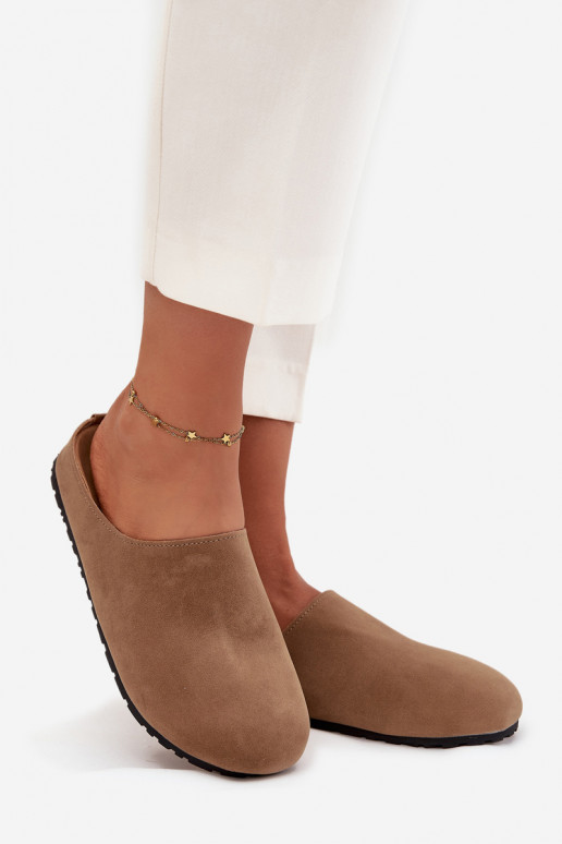 Women s slip on platform sandals dark beige Sylviane Women s slip on platform sandals dark beige Sylviane