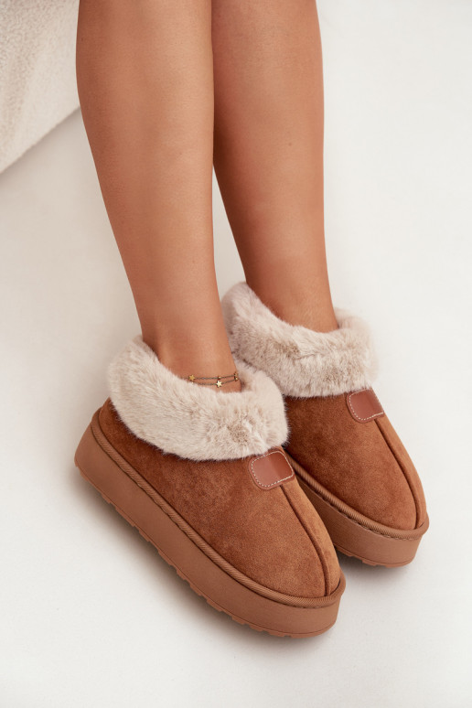Women's Snow Boots On Platform With Fur Camel Calyra Women's Snow Boots On Platform With Fur Camel Calyra