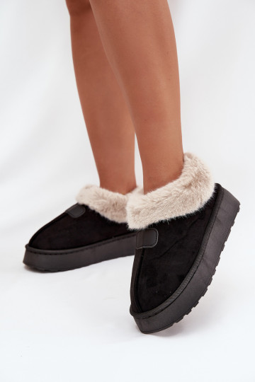 Women's snow boots on platform with fur Black Calyra 2