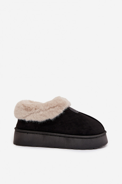 Women's snow boots on platform with fur Black Calyra Women's snow boots on platform with fur Black Calyra
