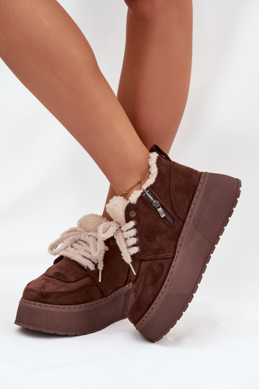Women's Snow Boots On Platform With Shearling Type Lamb Brown Luma Women's Snow Boots On Platform With Shearling Type Lamb Brown Luma