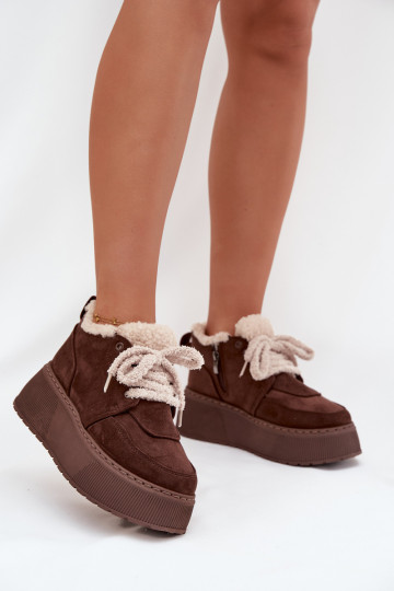 Women's Snow Boots On Platform With Shearling Type Lamb Brown Luma 2