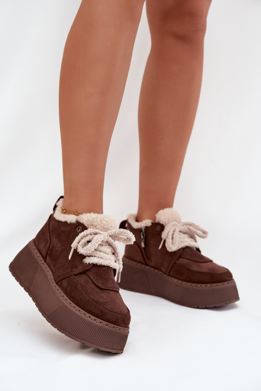 Women's Snow Boots On Platform With Shearling Type Lamb Brown Luma Women's Snow Boots On Platform With Shearling Type Lamb Brown Luma