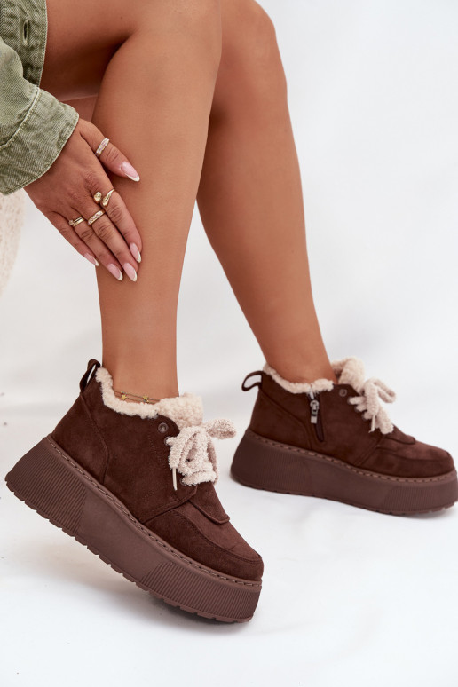 Women's Snow Boots On Platform With Shearling Type Lamb Brown Luma Women's Snow Boots On Platform With Shearling Type Lamb Brown Luma
