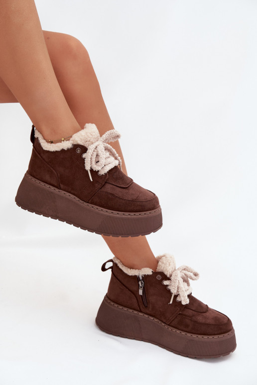 Women's Snow Boots On Platform With Shearling Type Lamb Brown Luma Women's Snow Boots On Platform With Shearling Type Lamb Brown Luma