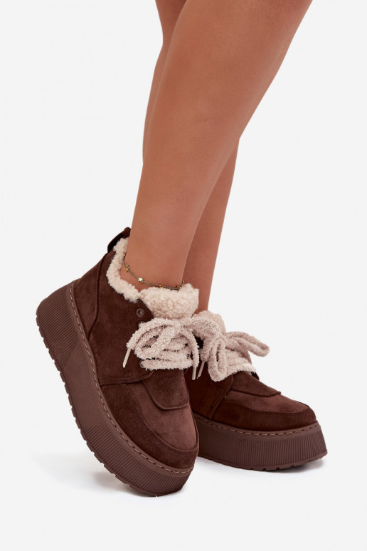 Women's Snow Boots On Platform With Shearling Type Lamb Brown Luma Women's Snow Boots On Platform With Shearling Type Lamb Brown Luma