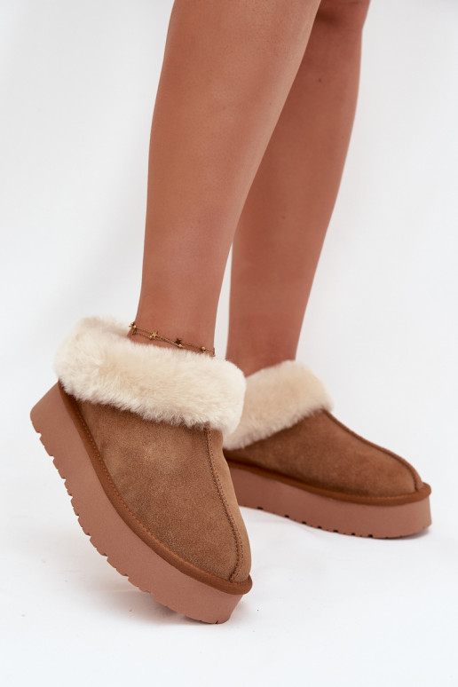 Leather Suede Snow Boots for Women with Fur Camel Mivelle Leather Suede Snow Boots for Women with Fur Camel Mivelle