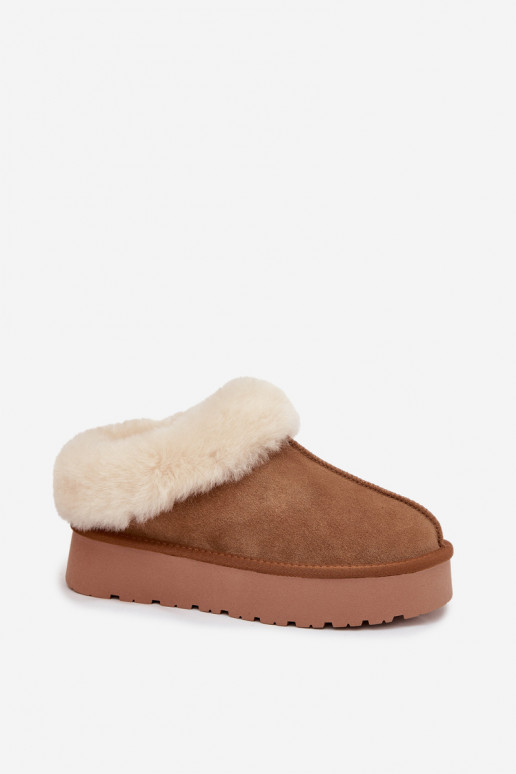 Leather Suede Snow Boots for Women with Fur Camel Mivelle Leather Suede Snow Boots for Women with Fur Camel Mivelle