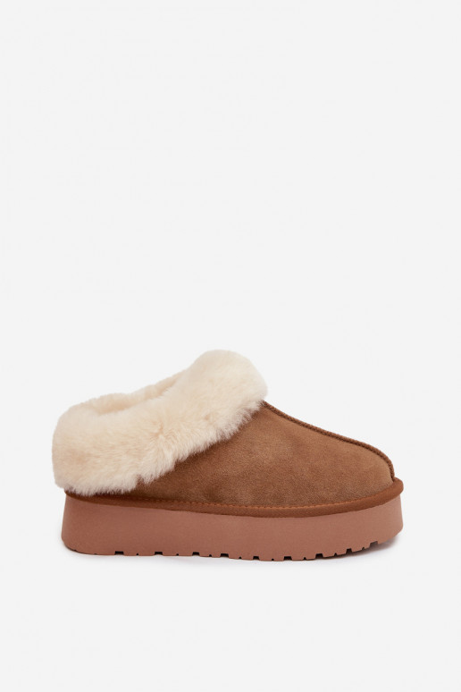 Leather Suede Snow Boots for Women with Fur Camel Mivelle Leather Suede Snow Boots for Women with Fur Camel Mivelle