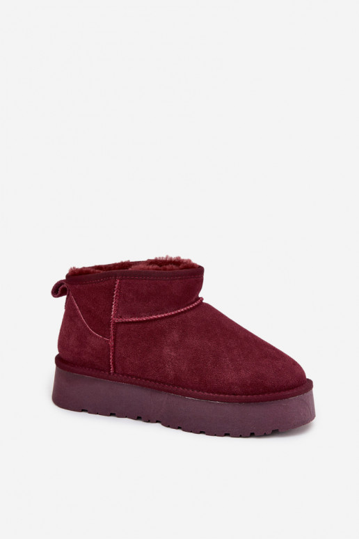 Stylish Suede Low Snow Boots Burgundy Nucca Stylish Suede Low Snow Boots Burgundy Nucca