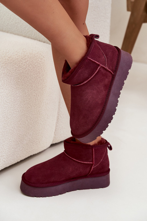 Stylish Suede Low Snow Boots Burgundy Nucca Stylish Suede Low Snow Boots Burgundy Nucca