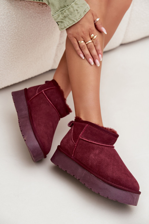 Stylish Suede Low Snow Boots Burgundy Nucca Stylish Suede Low Snow Boots Burgundy Nucca