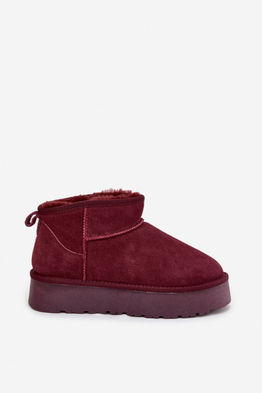 Stylish Suede Low Snow Boots Burgundy Nucca Stylish Suede Low Snow Boots Burgundy Nucca