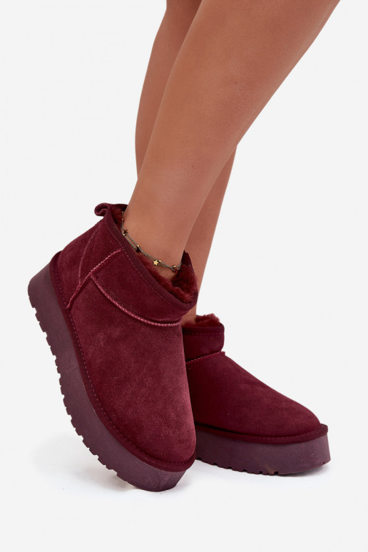 Stylish Suede Low Snow Boots Burgundy Nucca Stylish Suede Low Snow Boots Burgundy Nucca