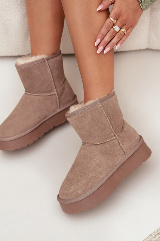 Women's Snow Boots Made of Natural Suede on Platform Beige Privine Women's Snow Boots Made of Natural Suede on Platform Beige Privine