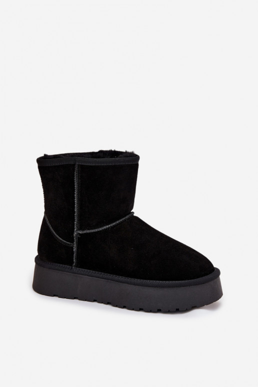 Women's Snow Boots Made of Genuine Suede on Platform Black Privine Women's Snow Boots Made of Genuine Suede on Platform Black Privine