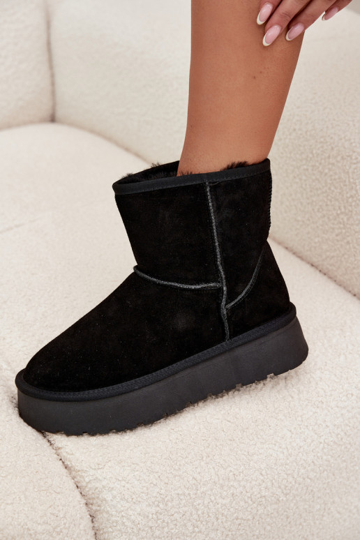 Women's Snow Boots Made of Genuine Suede on Platform Black Privine Women's Snow Boots Made of Genuine Suede on Platform Black Privine
