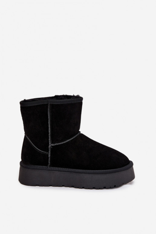 Women's Snow Boots Made of Genuine Suede on Platform Black Privine Women's Snow Boots Made of Genuine Suede on Platform Black Privine
