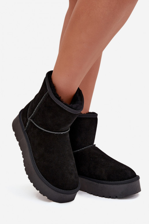 Women's Snow Boots Made of Genuine Suede on Platform Black Privine Women's Snow Boots Made of Genuine Suede on Platform Black Privine