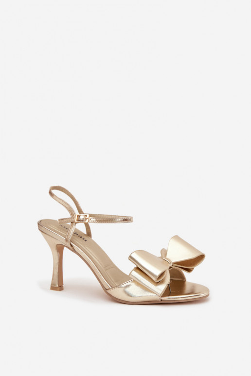 High heel sandals with bow golden Noliva