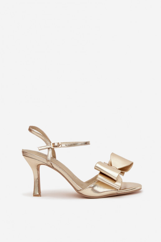 High heel sandals with bow golden Noliva