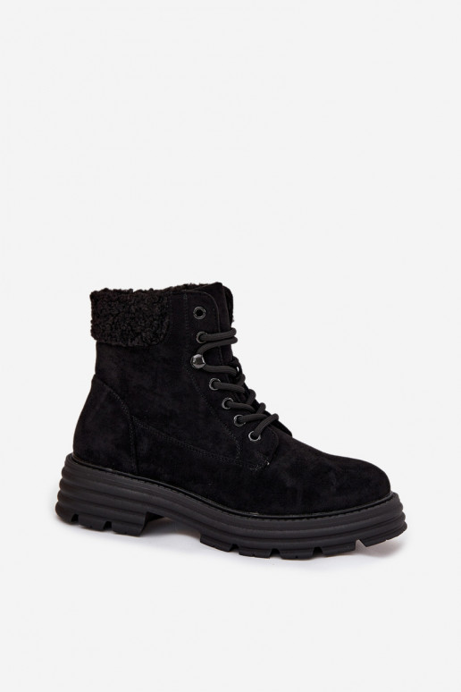 Insulated Trapper Boots Women's Laced Black Lyrinne Insulated Trapper Boots Women's Laced Black Lyrinne